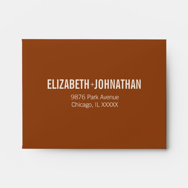 Enveloppe Simple Boho Terracotta Typographie Mariage RSVP (Devant)
