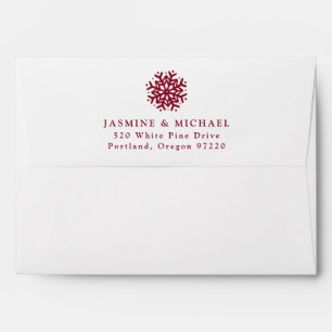 Enveloppe Simple Burgundy Snowflake Mariage Adresse de retou