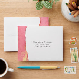 Enveloppe Simple Coral rose RSVP Mariage d'adresse de retour