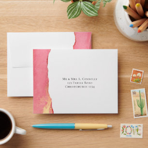 Enveloppe Simple Coral rose RSVP Mariage d'adresse de retour