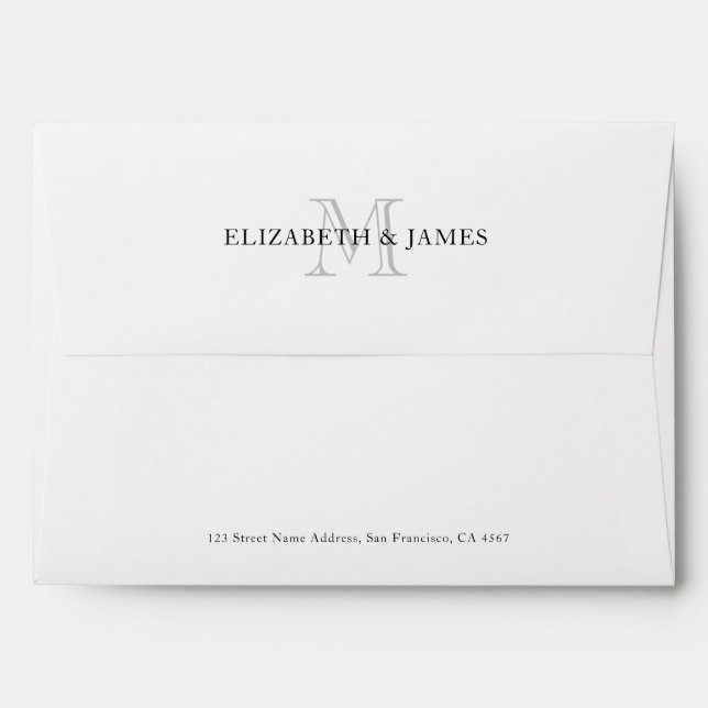 Enveloppe Simple Couple initial Monogramme Personnalisé (Dos (Haut rabat))
