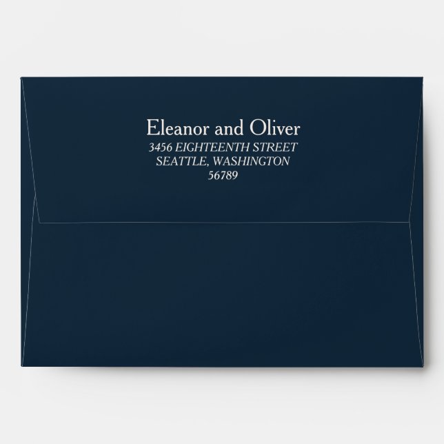 Enveloppe Simple Deep Navy Blue Mariage Adresse de retour (Dos (Haut rabat))