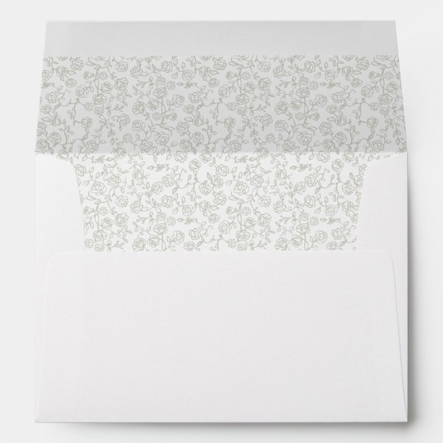 Enveloppe Simple Delicate Floral Timeless Sage Mariage vert (Dos (Bas))