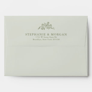 Enveloppe Simple Delicate Floral Timeless Sage Mariage vert