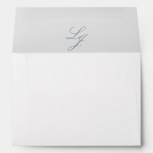 Enveloppe Simple Dusty Blue Monogram Script Adresse de retou