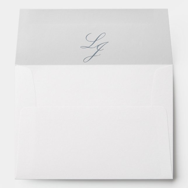 Enveloppe Simple Dusty Blue Monogram Script Adresse de retou (Dos (Bas))
