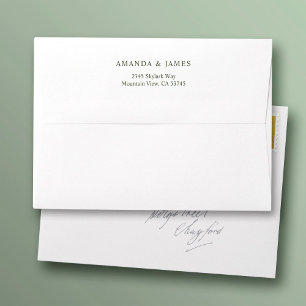 Enveloppe Simple Elegant Blanc 5 x 7 Mariage Adresse de reto