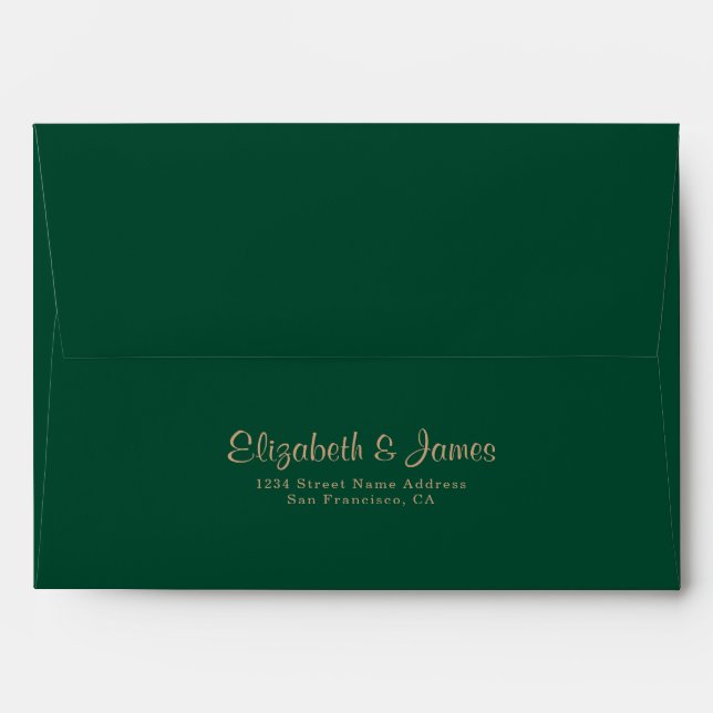 Enveloppe Simple Elegant Emerald Green Mariage or (Dos (Haut rabat))