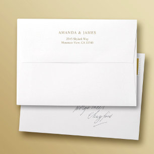 Enveloppe Simple Elegant Gold 5 x 7 Mariage Adresse de retou