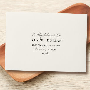 Enveloppe Simple Elegant Ivory White Adresse Mariage RSVP
