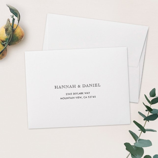 Enveloppe Simple Elegant Mariage blanc Adresse de retour RSV (Créateur téléchargé)