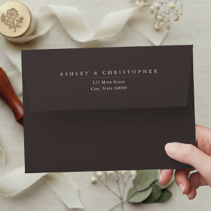 Enveloppe Simple Élégant Mariage Brun