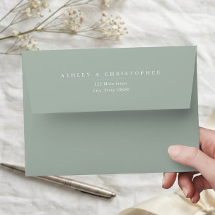 Enveloppe Simple Élégant Mariage Vert Sauge