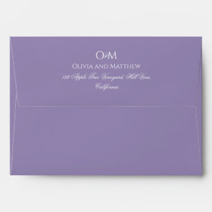 Enveloppe Simple Élégant Monogramme de Mariage en Lilas 