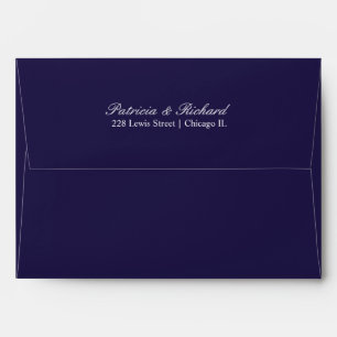 Enveloppe Simple Élégant Script Mariage Bleu Nuit