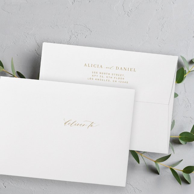 Enveloppe Simple élégante adresse de retour mariage or (Créateur téléchargé)