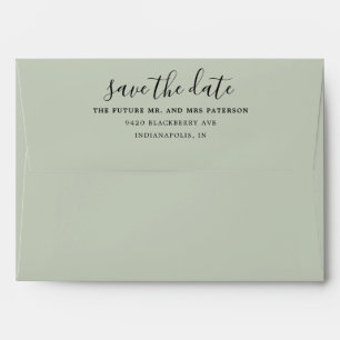Enveloppe Simple Enregistrer la date Verte Sage Pré-Adressé
