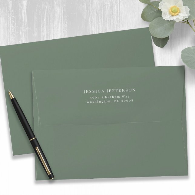 Enveloppe Simple Faire-part de mariage Vert De Sage Moderne (Simple Sage Green Modern Wedding Envelope)