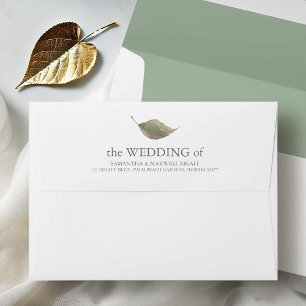 Enveloppe Simple Feuilles Vertes Sauge Adresse de Retour Mar