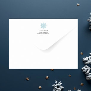 ENVELOPPE SIMPLE MARIAGE BLEU SNOWFLAKE PRE IMPRIMÉ