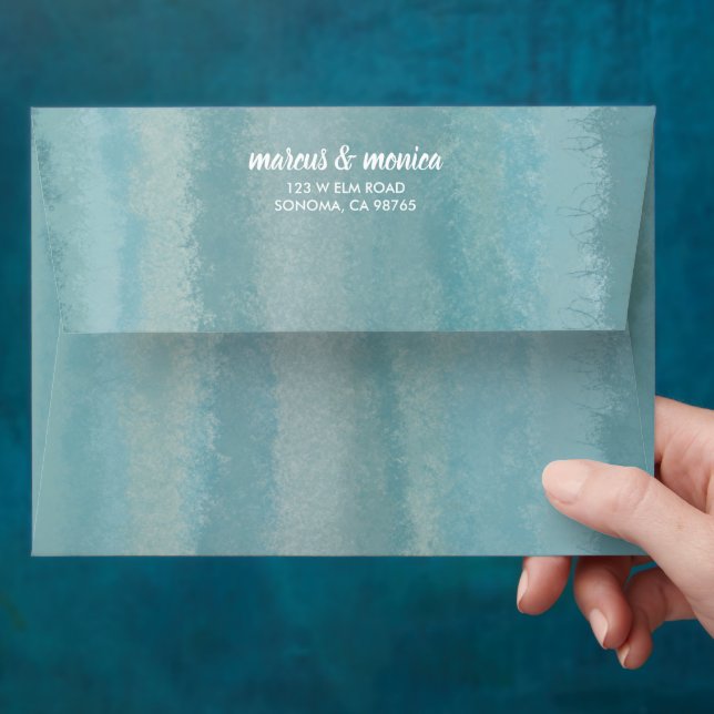 Enveloppe Simple Mariage d'aquarelle bleu marine (Hand)