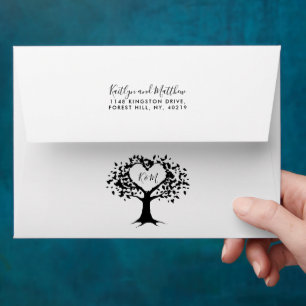 Enveloppe Simple Mariage de l'arbre cardiaque du Monogramme