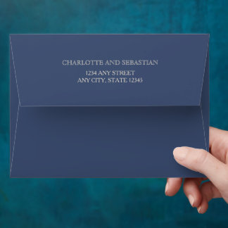 Enveloppe simple marine bleue invitation mariage