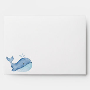 Enveloppe Simple mignonne Baleine Bleu Mer Anniversaire