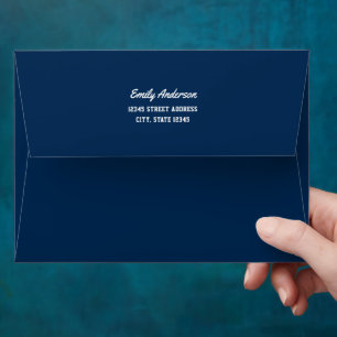 Enveloppe Simple Minimaliste Navy Blue Adresse de retour