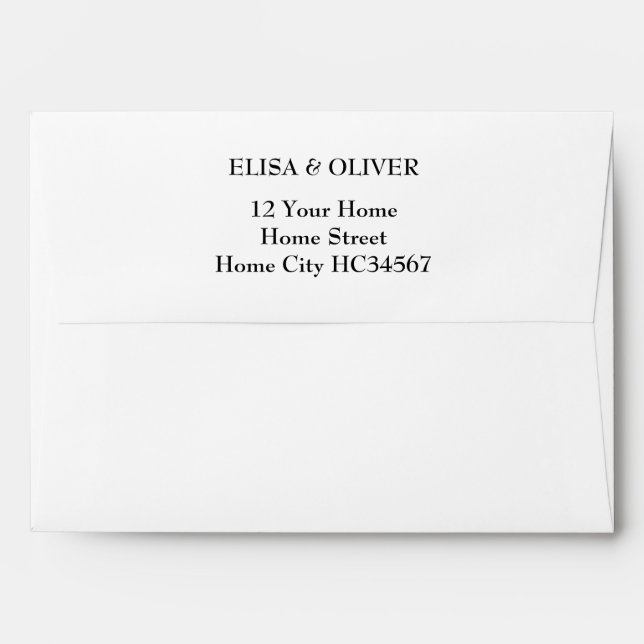 Enveloppe Simple Moderne Adresse de Retour Noir et Blanc (Dos (Haut rabat))