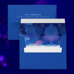 Enveloppe Simple Moderne Artistique Bleu Nuit Aquarelle