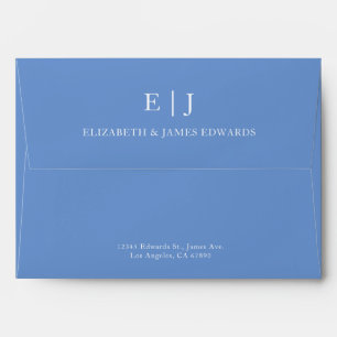 Enveloppe Simple Moderne Couple Monogramme Bleu Personnalisé