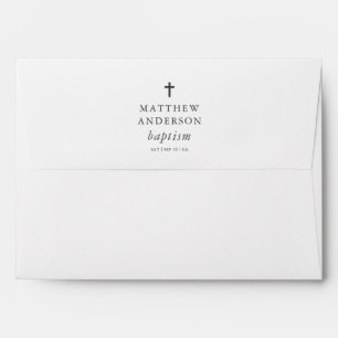 Enveloppe Simple moderne Elegant Cross Baby Baptism