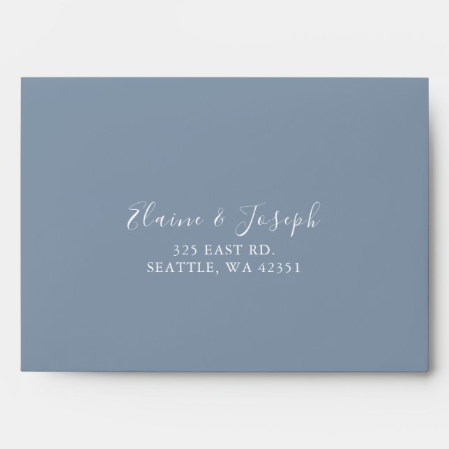Enveloppe Simple Moderne Mariage Bleu Poussiéreux (Devant)