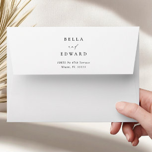 Enveloppe Simple moderne Noir Blanc Calligraphie Chic Mariag