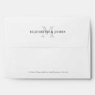 Enveloppe Simple Monogramme Initial Couples Adresse de Retou