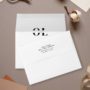 Enveloppe Simple Monogramme noir blanc pré-adressé