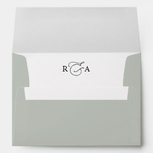 Enveloppe Simple Monogramme Sage Green Adresse de retour Mar