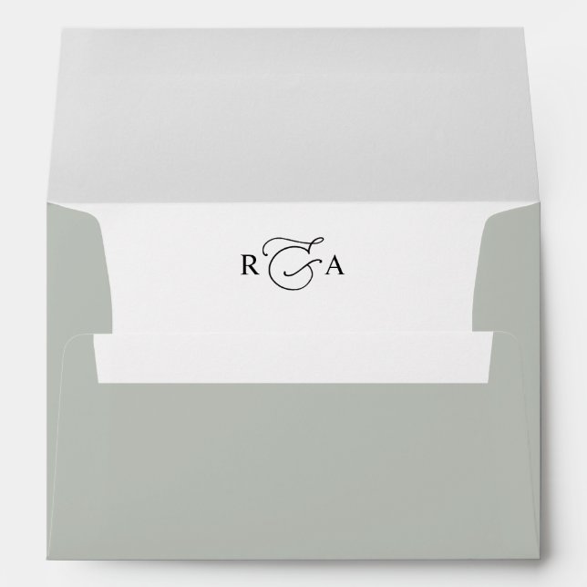 Enveloppe Simple Monogramme Sage Green Adresse de retour Mar (Dos (Bas))