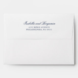 Enveloppe Simple Navy Blue Calligraphie Mariage élégant