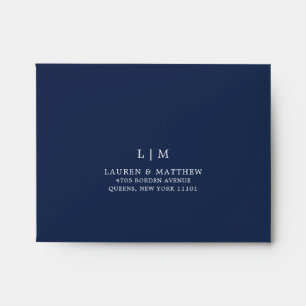 Enveloppe Simple Navy Blue Monogram Élégant Mariage RSVP