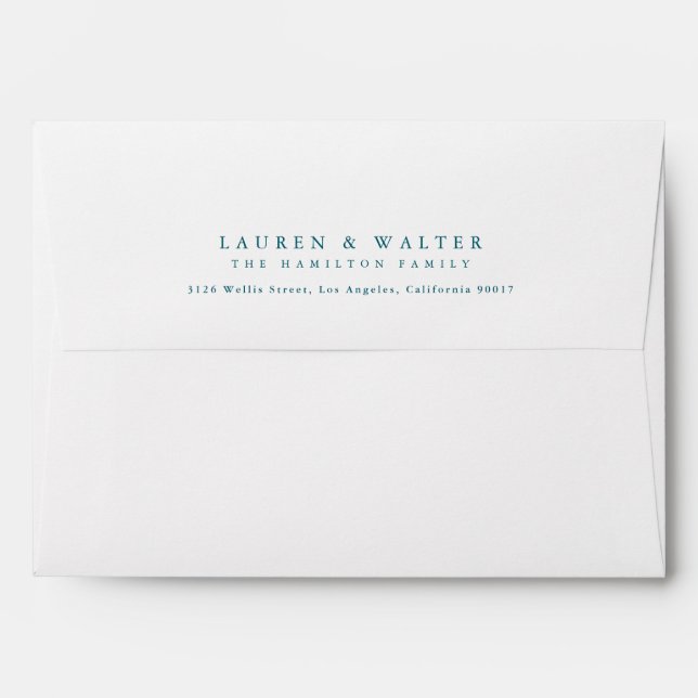 Enveloppe simple newborn blue dark teal birth announcement (Dos (Haut rabat))