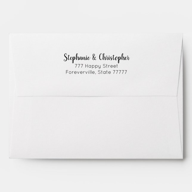 Enveloppe Simple noir et blanc minimaliste retour-adresse (Dos (Haut rabat))