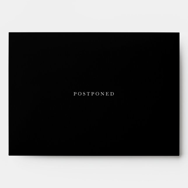 Enveloppe Simple noir et blanc Moderne Élégant Postponction (Devant)