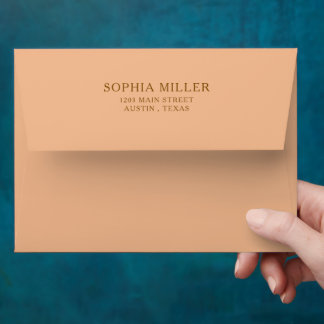 Enveloppe Simple Pêche Avec Texte Marron et Adress