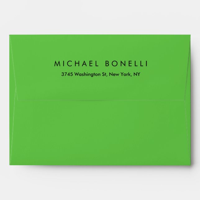 Enveloppe Simple Plain Minimal Élégant Moderne Vert Floral (Dos (Haut rabat))