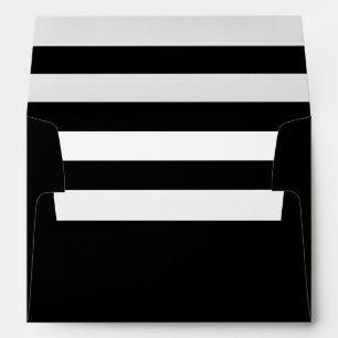 Enveloppe Simple rayé noir et blanc doublé noir