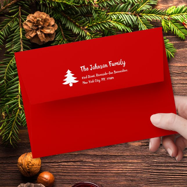 Enveloppe Simple Red Christmas Party Famille Vacances Courri (Simple Red Christmas Party Family Holiday Mailing Envelope)