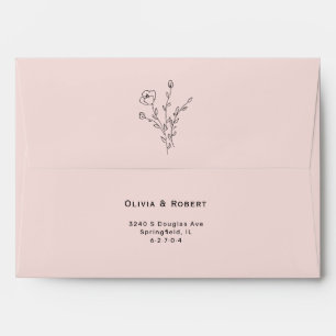 Enveloppe simple Rose floral Mariage