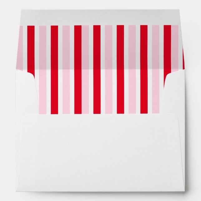Enveloppe Simple rose rouge rayures Noël Adresse de retour (Dos (Bas))